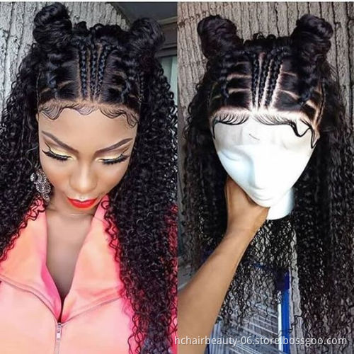 150% Density 360 Lace Frontal Wig Pre Plucked With Baby Hair Brazilian Remy Kinky Curly Lace Front Human Hair Wigs For Women
